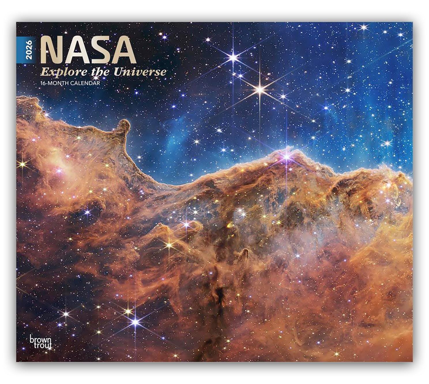 Vorderes Coverbild NASA Explore the Univers - NASA Erforsche das Universum 2026 - 16-Monatskalender im Deluxe-Format