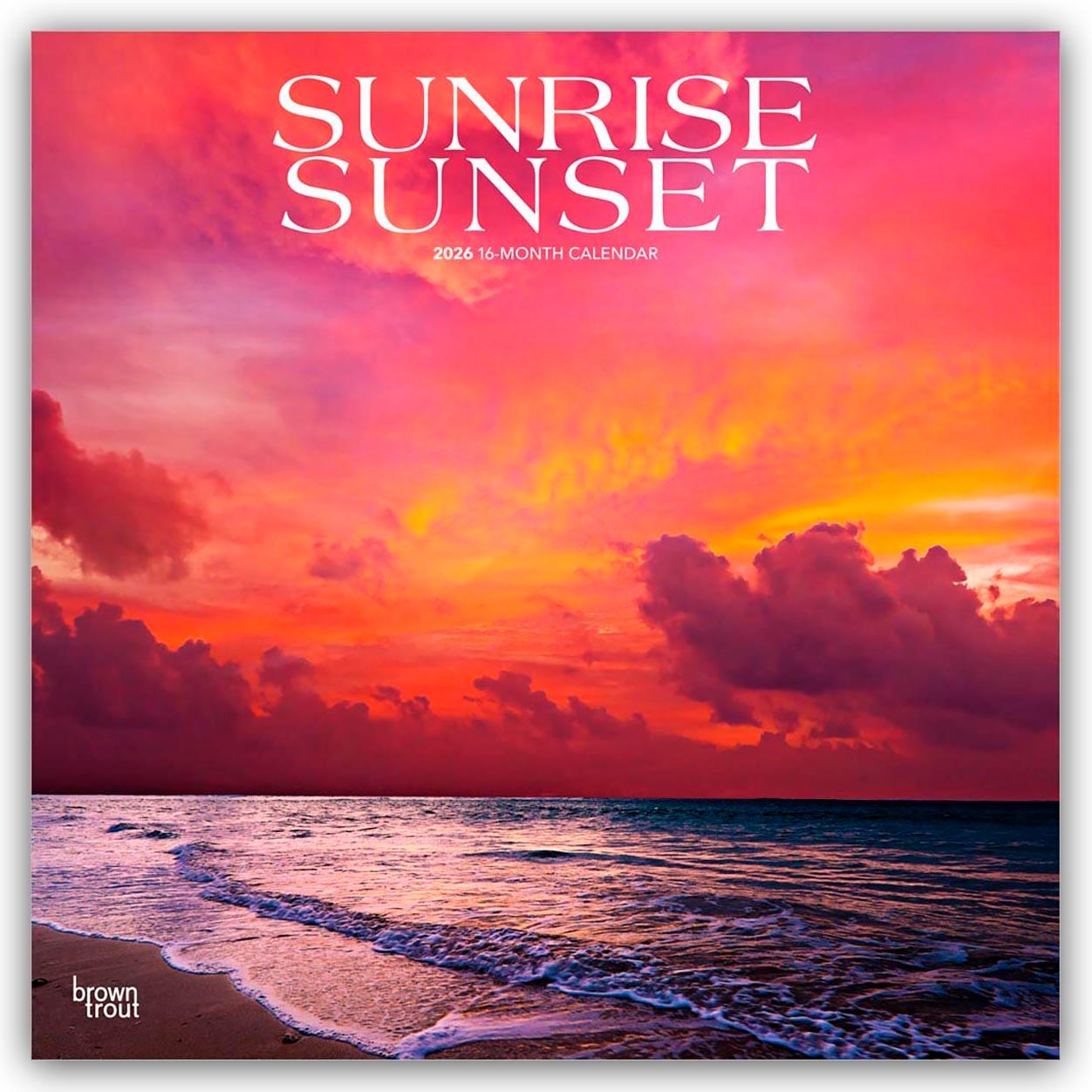 Vorderes Coverbild Sunrise Sunset - Sonnenaufgänge - Sonnenuntergänge 2026 - 16-Monatskalender