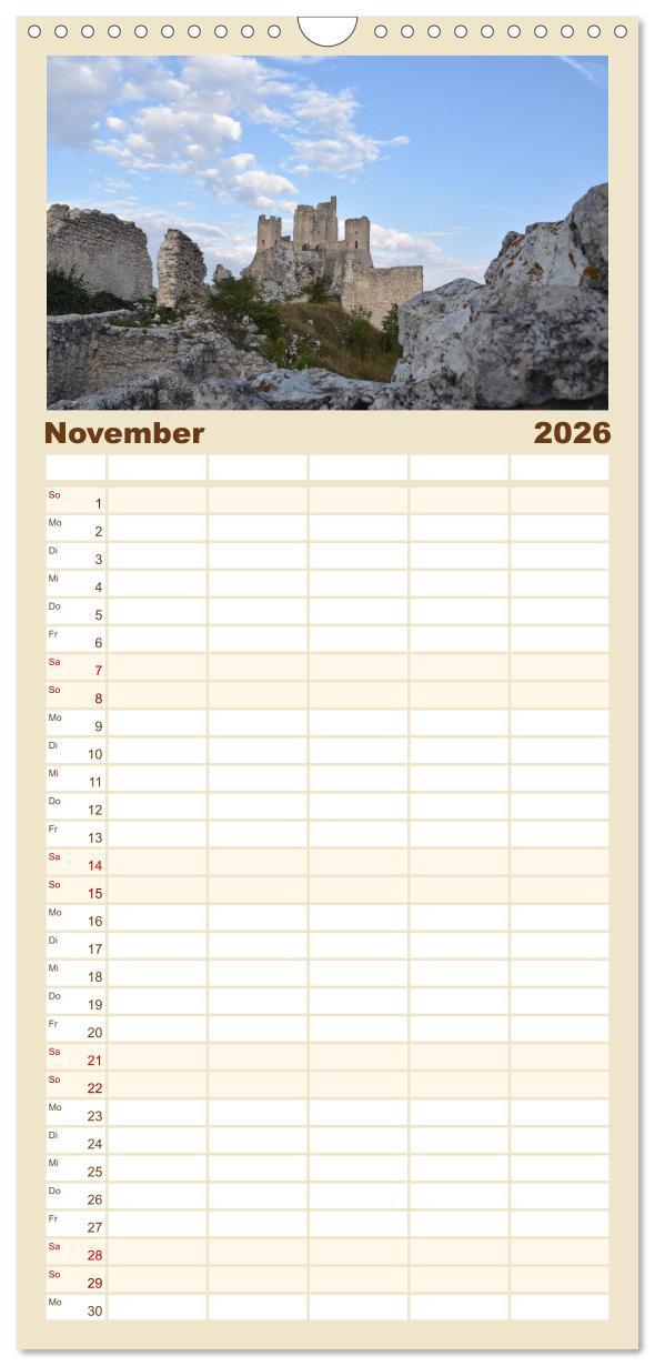 Beispielinhalt (Bild) Familienplaner 2026 - Abruzzen - wild und romantisch mit 5 Spalten (Wandkalender, 21 x 45 cm) CALVENDO