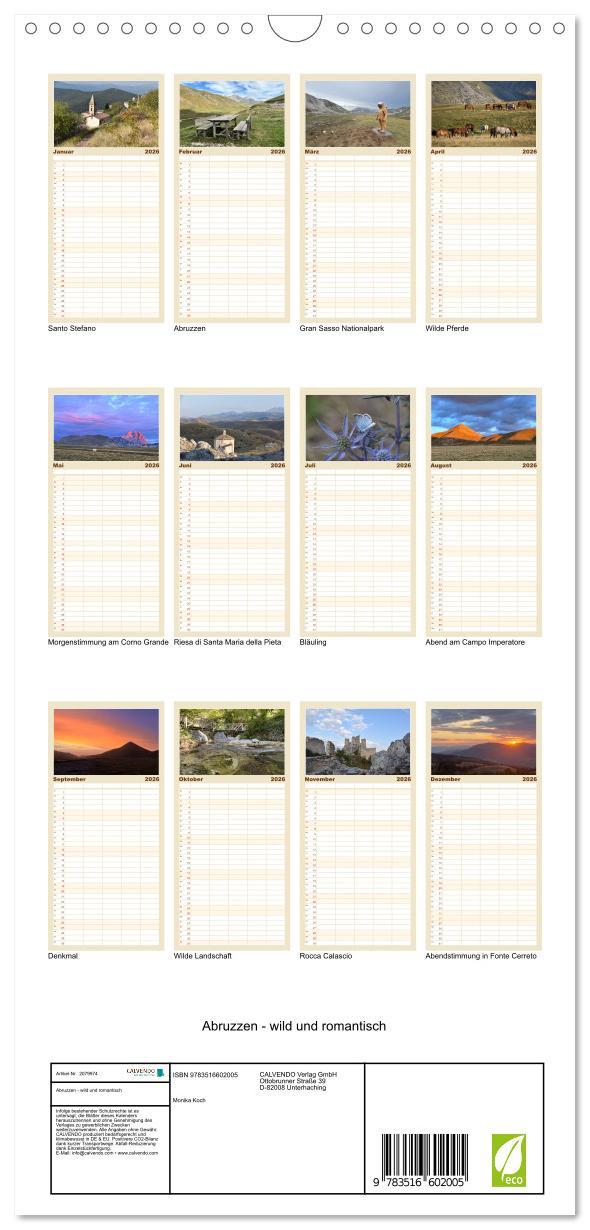 Beispielinhalt (Bild) Familienplaner 2026 - Abruzzen - wild und romantisch mit 5 Spalten (Wandkalender, 21 x 45 cm) CALVENDO