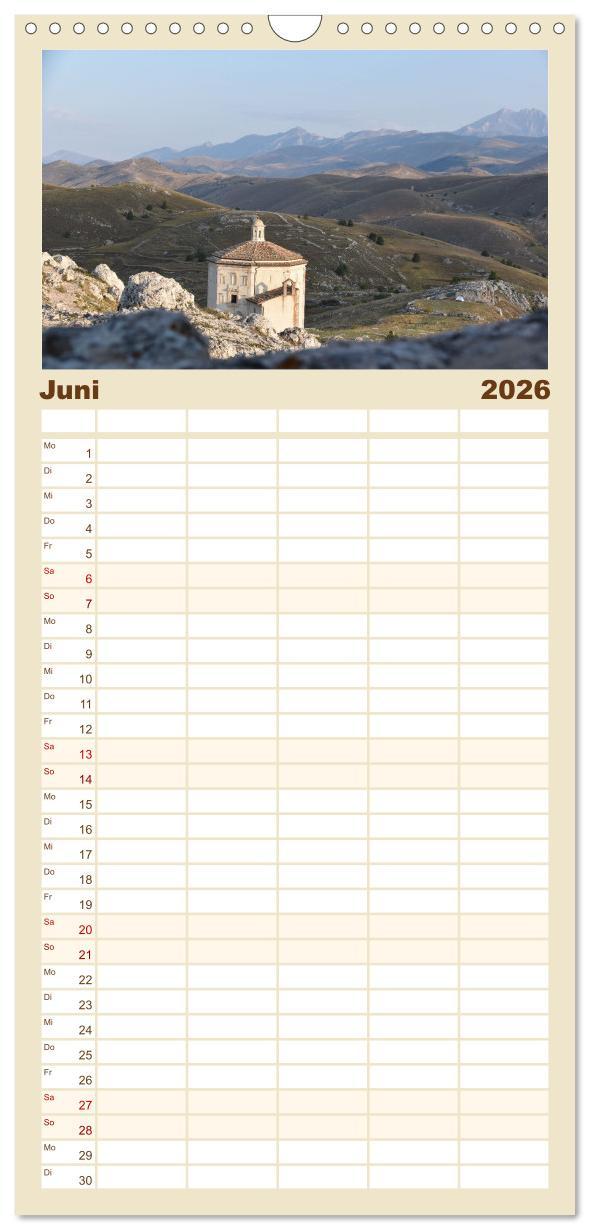 Beispielinhalt (Bild) Familienplaner 2026 - Abruzzen - wild und romantisch mit 5 Spalten (Wandkalender, 21 x 45 cm) CALVENDO