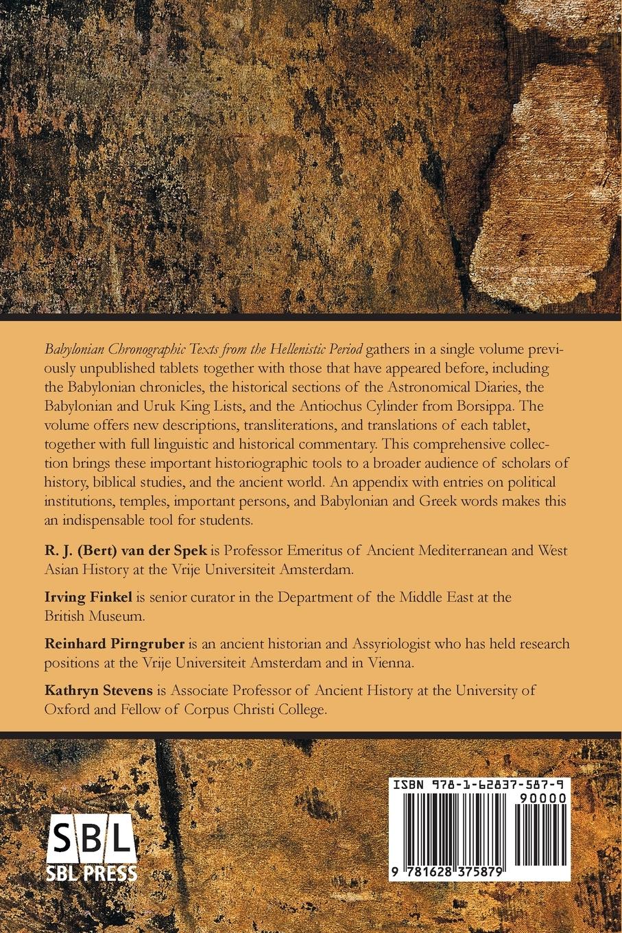 Rückseitencover Babylonian Chronographic Texts from the Hellenistic Period