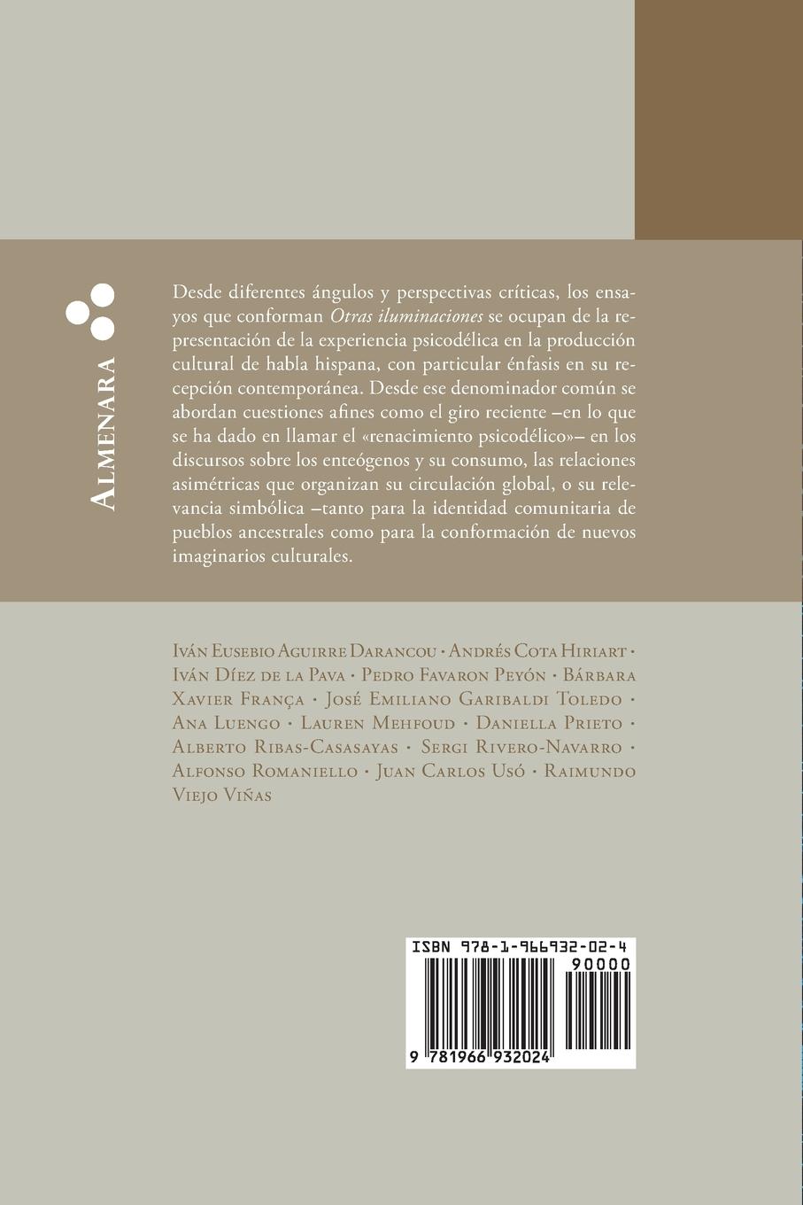 Rückseitencover Otras iluminaciones. Narrativa, cultura y psicodélicos