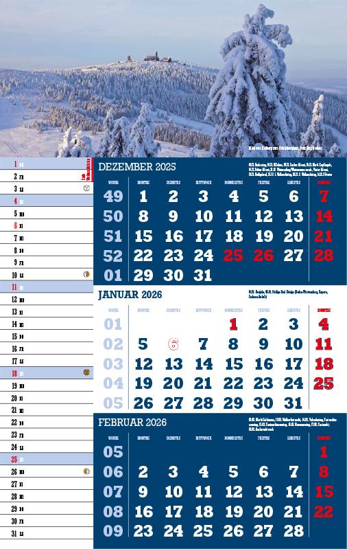 Beispielinhalt (Bild) 3-Monatskalender Sachsen 2026