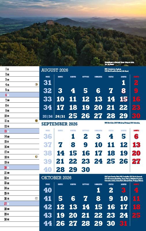 Beispielinhalt (Bild) 3-Monatskalender Sachsen 2026