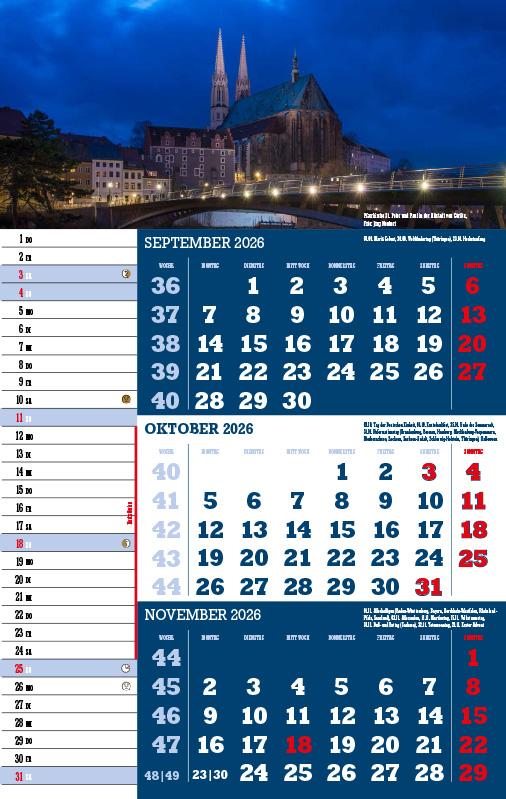 Beispielinhalt (Bild) 3-Monatskalender Sachsen 2026