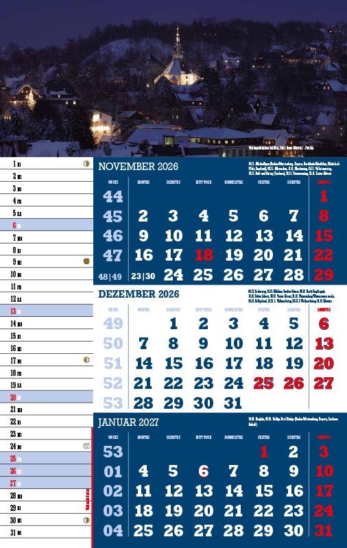 Beispielinhalt (Bild) 3-Monatskalender Sachsen 2026