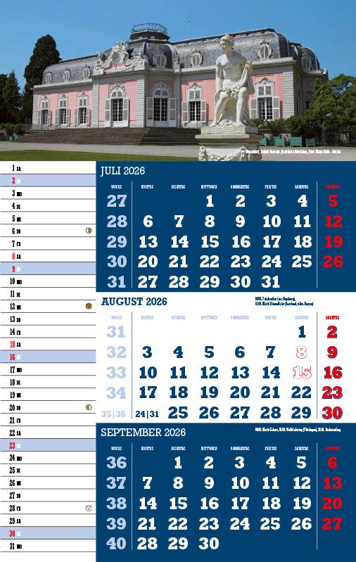 Beispielinhalt (Bild) 3-Monatskalender Deutschland 2026