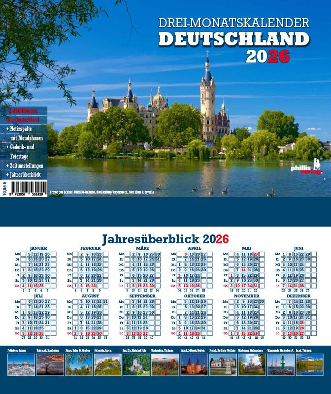Vorderes Coverbild 3-Monatskalender Deutschland 2026