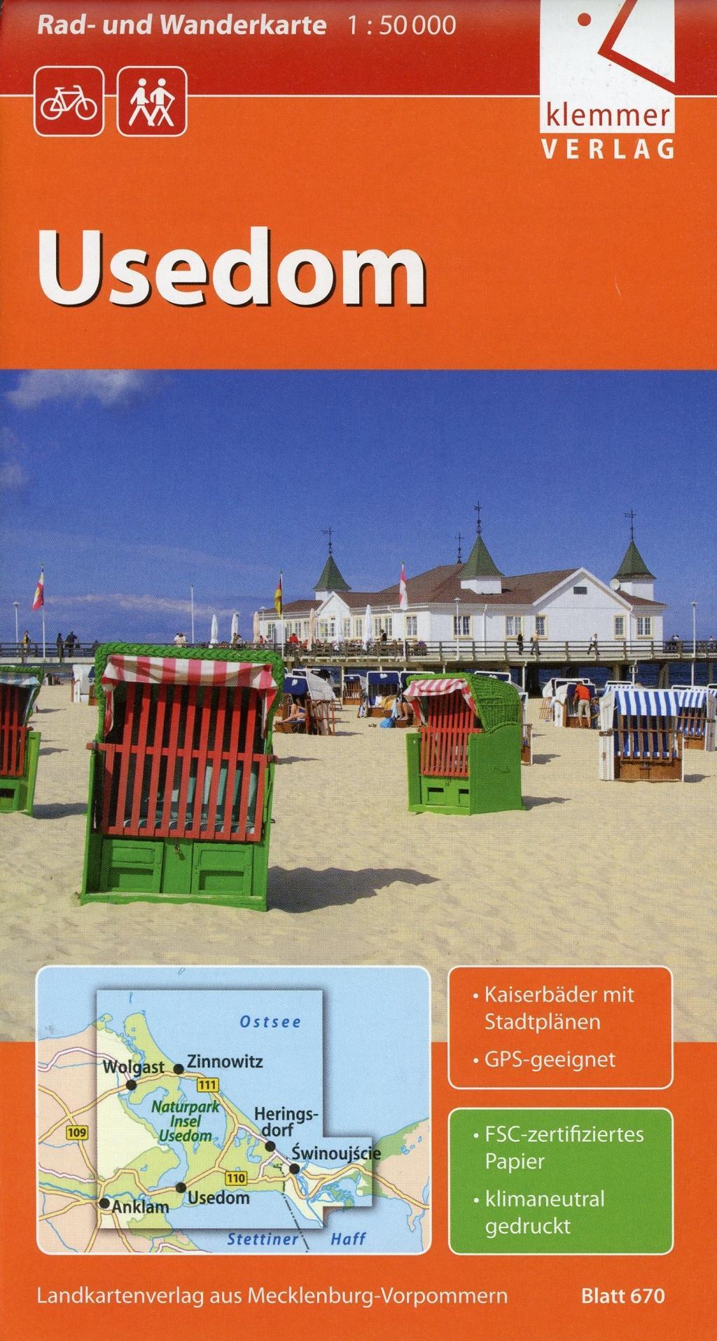 Vorderes Coverbild Rad- und Wanderkarte Usedom