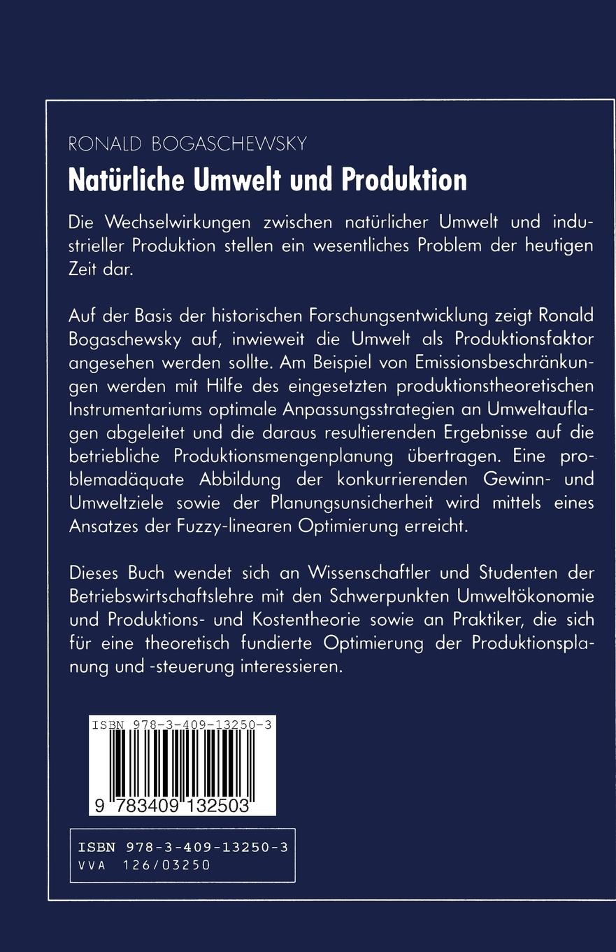 Rückseitencover Natürliche Umwelt und Produktion