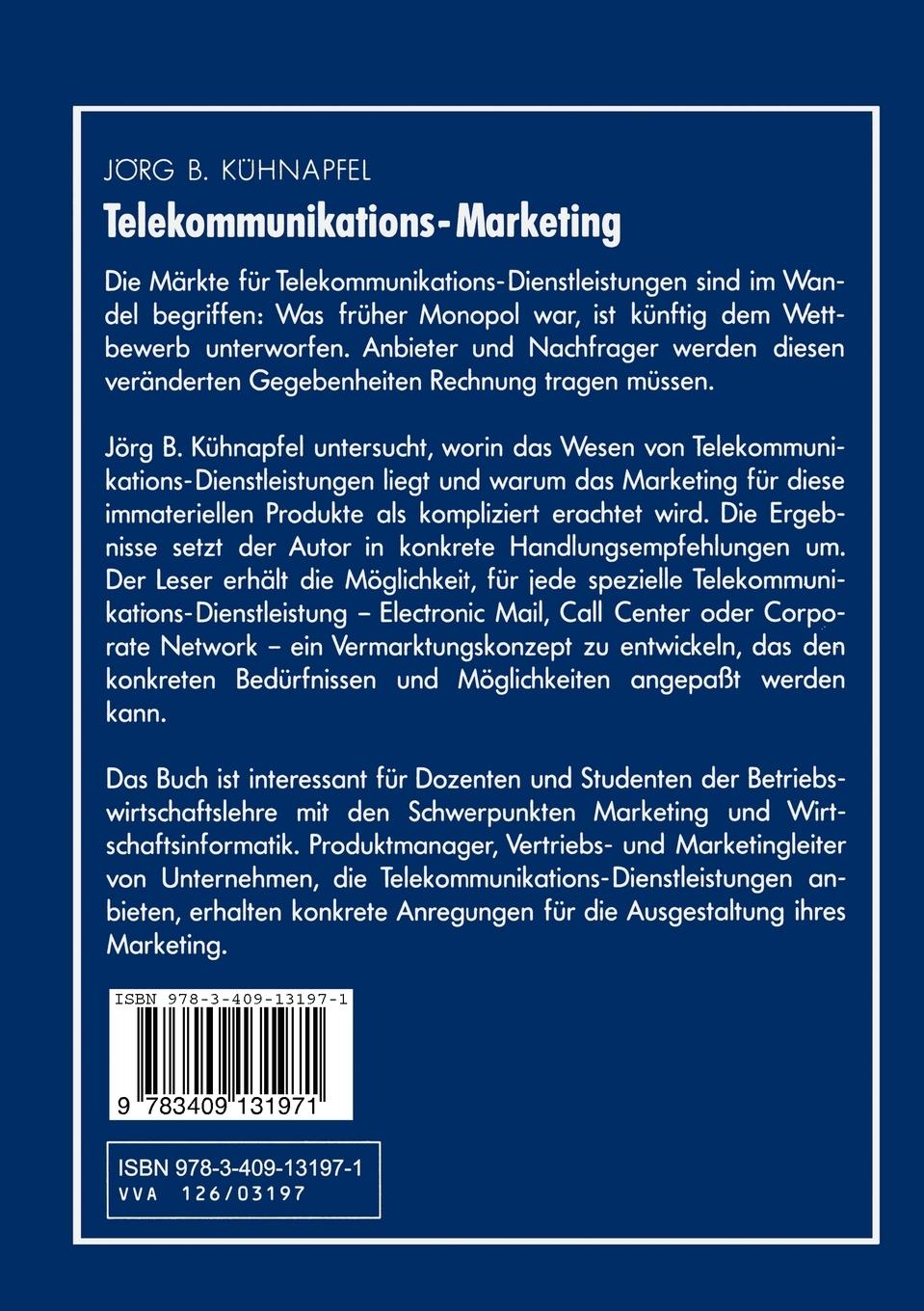Rückseitencover Telekommunikations-Marketing