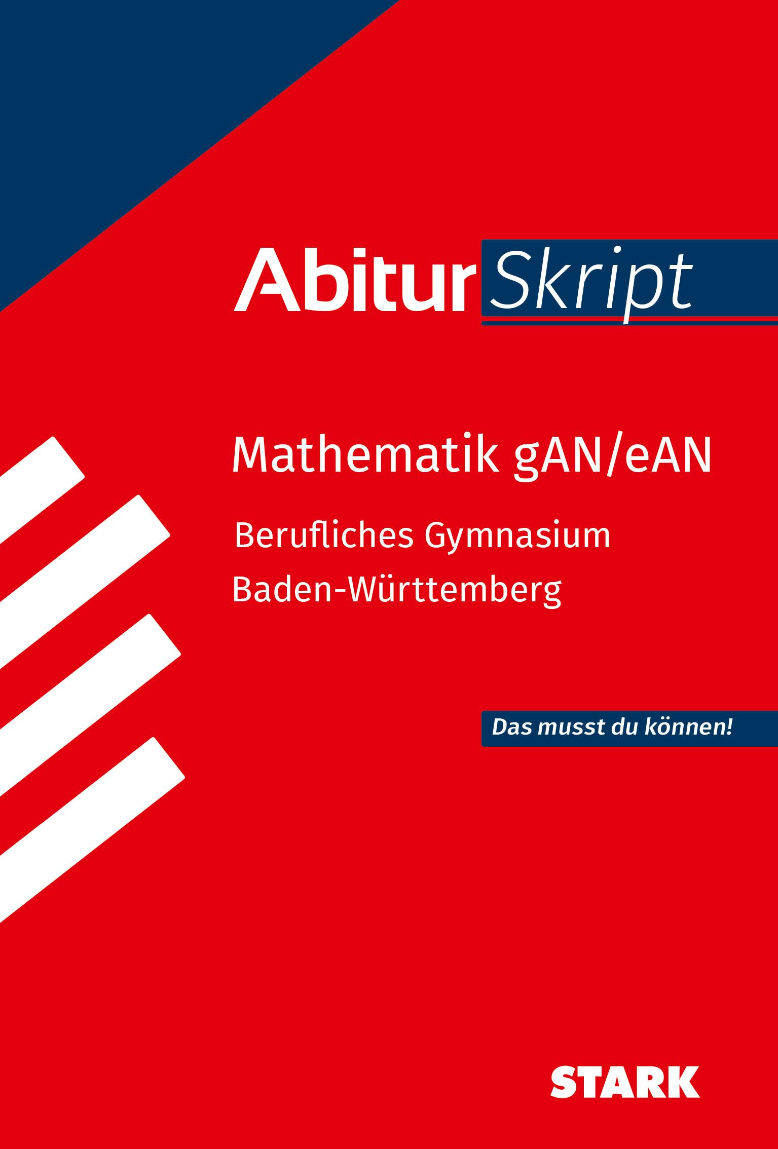 Vorderes Coverbild STARK Mathematik gAN/eAN - AbiturSkript Berufliches Gymnasium BW