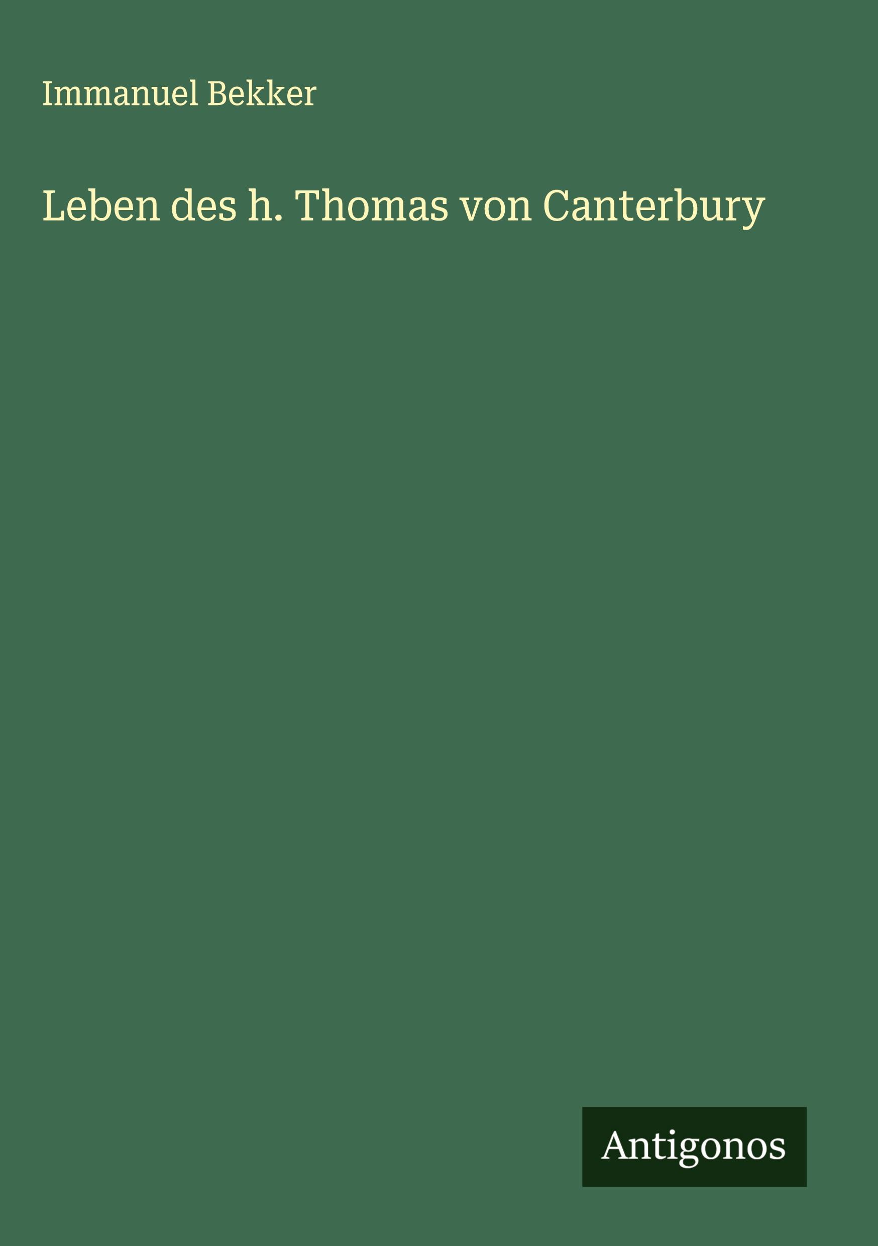 Vorderes Coverbild Leben des h. Thomas von Canterbury