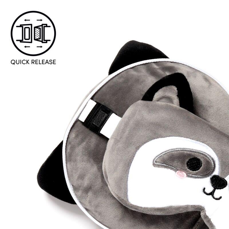 Beispielinhalt (Bild) Relaxeazzz Plüsch Waschbär Reisekissen & Schlafmaske
