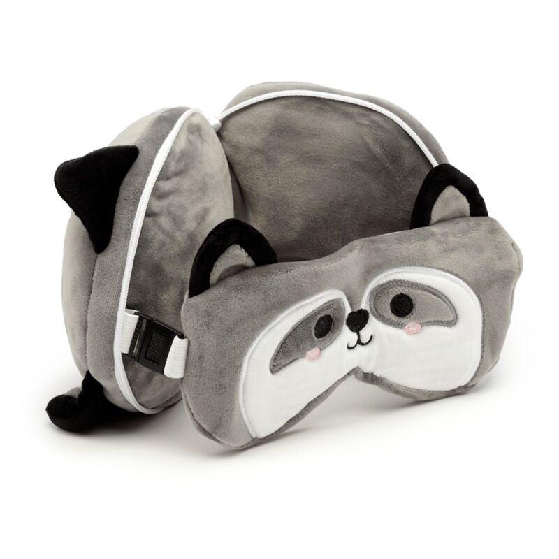 Beispielinhalt (Bild) Relaxeazzz Plüsch Waschbär Reisekissen & Schlafmaske
