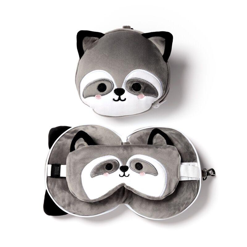 Vorderes Coverbild Relaxeazzz Plüsch Waschbär Reisekissen & Schlafmaske