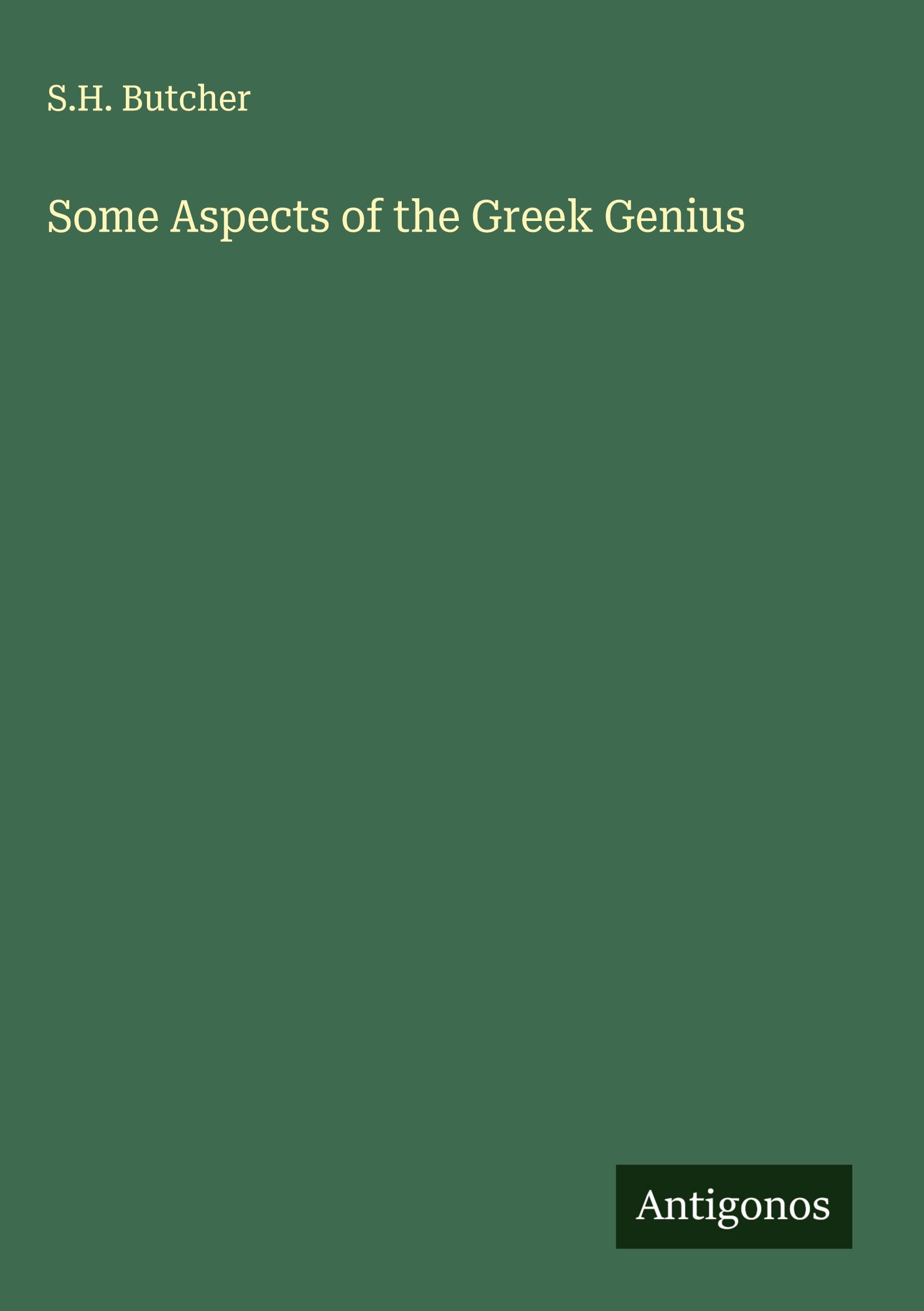 Vorderes Coverbild Some Aspects of the Greek Genius