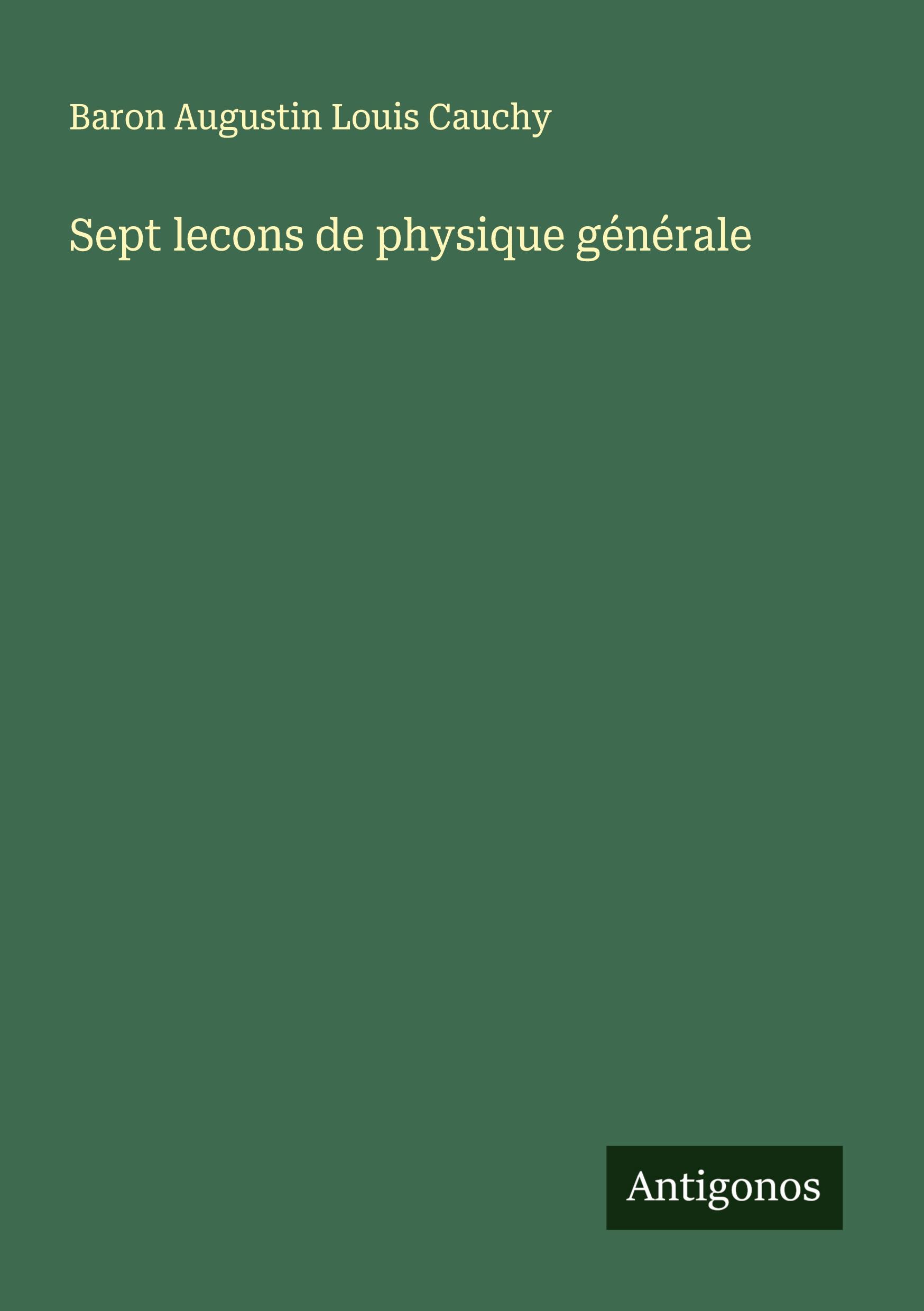 Vorderes Coverbild Sept lecons de physique générale