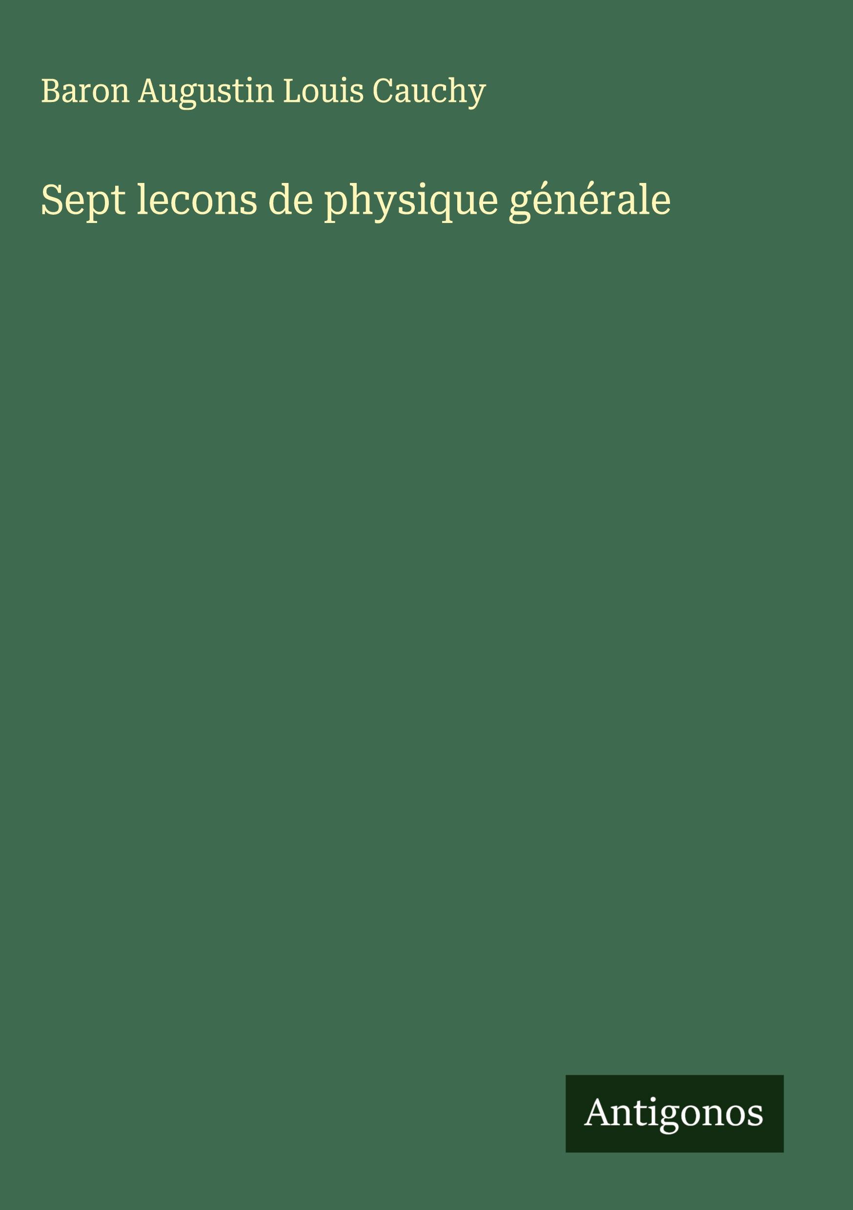 Vorderes Coverbild Sept lecons de physique générale