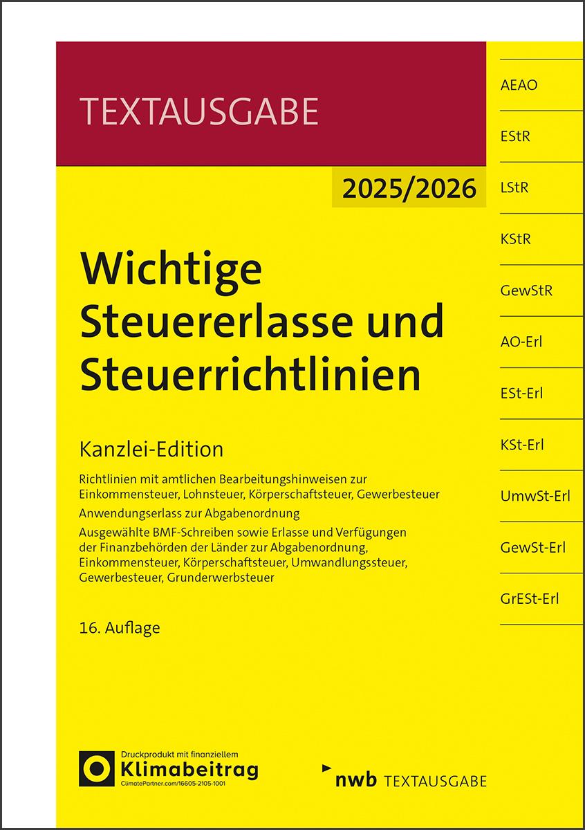 Vorderes Coverbild Wichtige Steuererlasse und Steuerrichtlinien