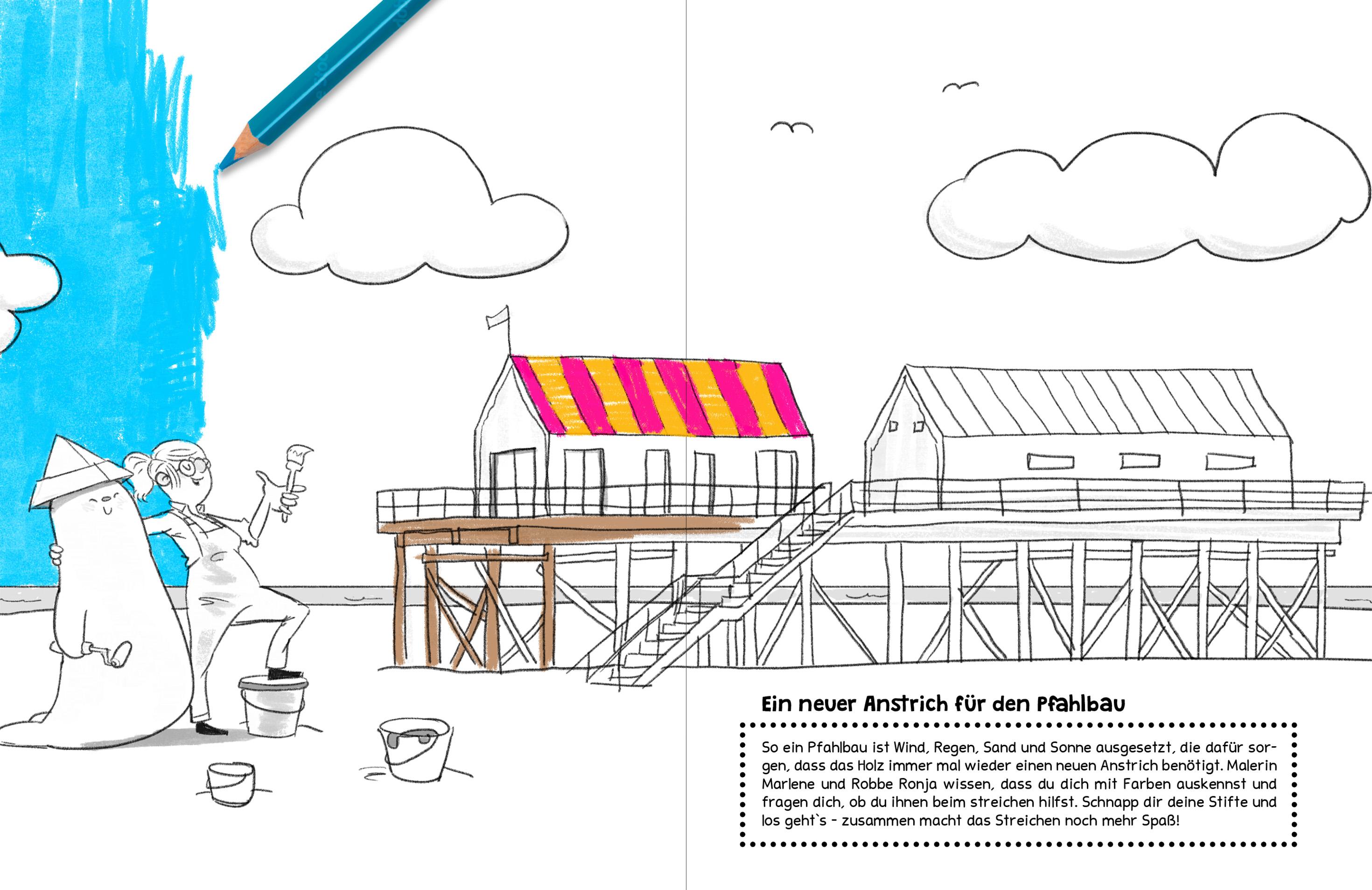 Beispielinhalt (Bild) Das St. Peter-Ording Malbuch