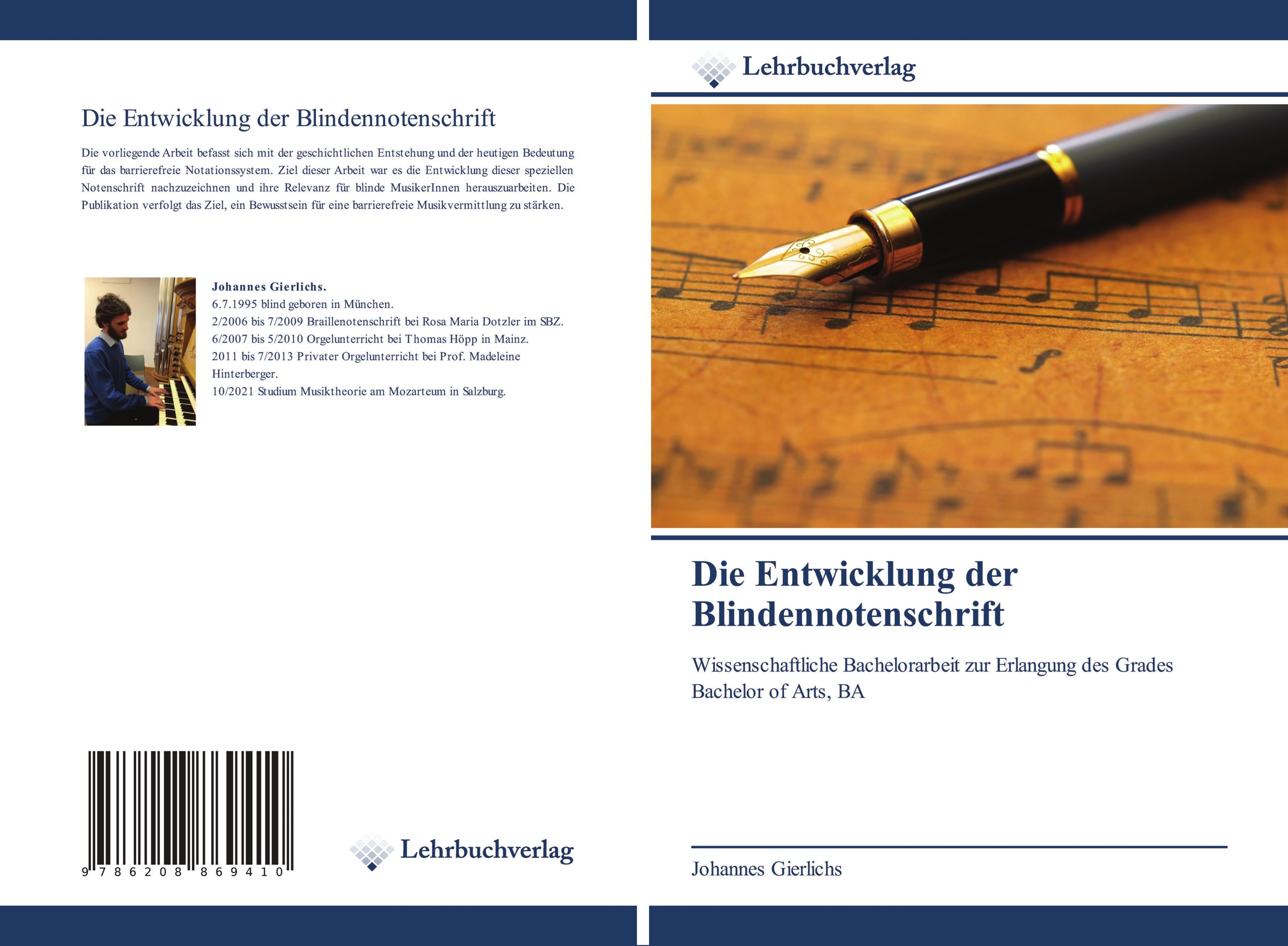 Vorderes Coverbild Die Entwicklung der Blindennotenschrift