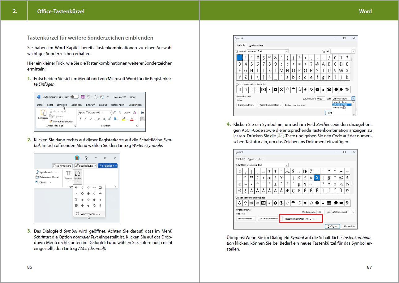 Beispielinhalt (Bild) Tastenkombinationen für Windows 11, 10, 8.1, 7 & Microsoft 365, Office 2024 - 2010 - Alle wichtigen Funktionen