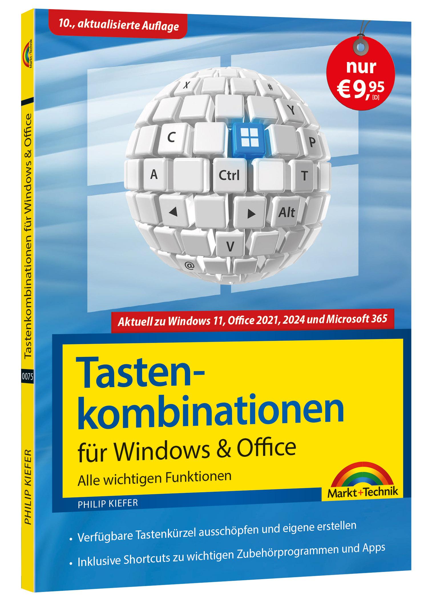 Vorderes Coverbild Tastenkombinationen für Windows 11, 10, 8.1, 7 & Microsoft 365, Office 2024 - 2010 - Alle wichtigen Funktionen