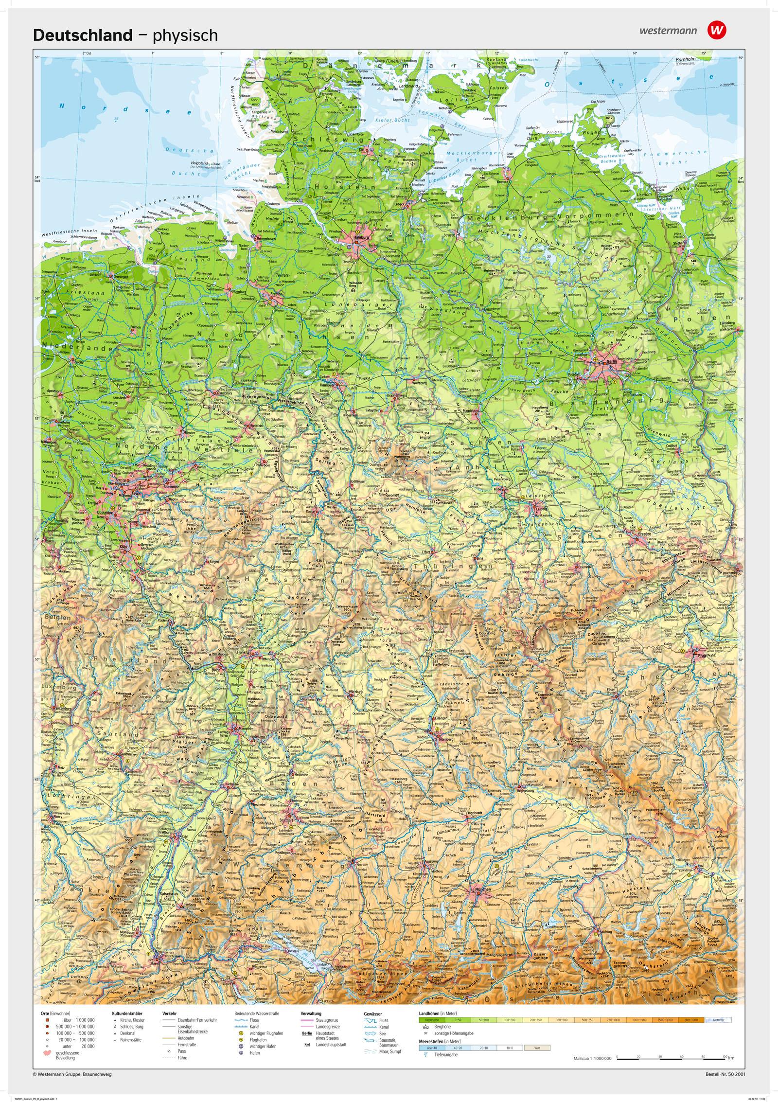 Vorderes Coverbild Posterkarten Geographie: Deutschland: physisch
