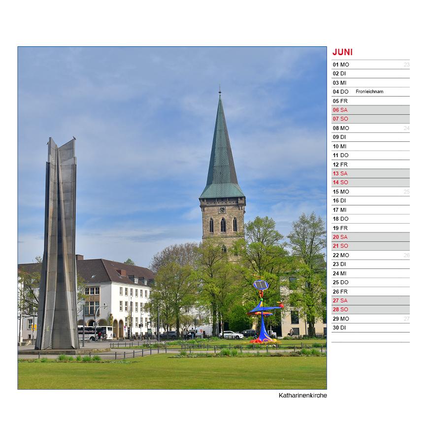 Beispielinhalt (Bild) Tischkalender Friedensstadt Osnabrück 2026