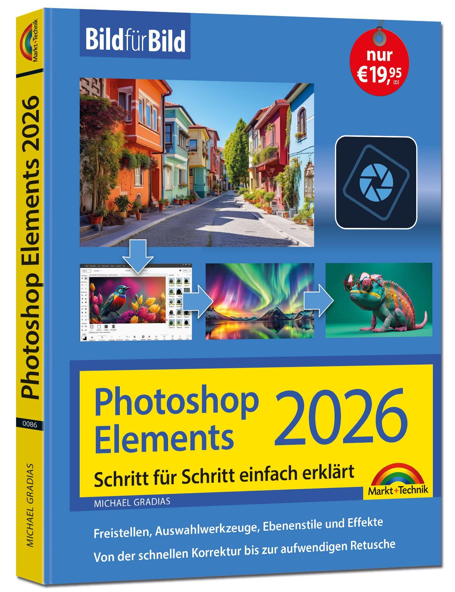Vorderes Coverbild Photoshop Elements 2026 - Bild für Bild erklärt