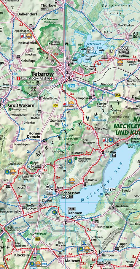 Beispielinhalt (Bild) Reise- und Entdeckerkarte Mecklenburgische Schweiz und Peenetal 1 : 100 000