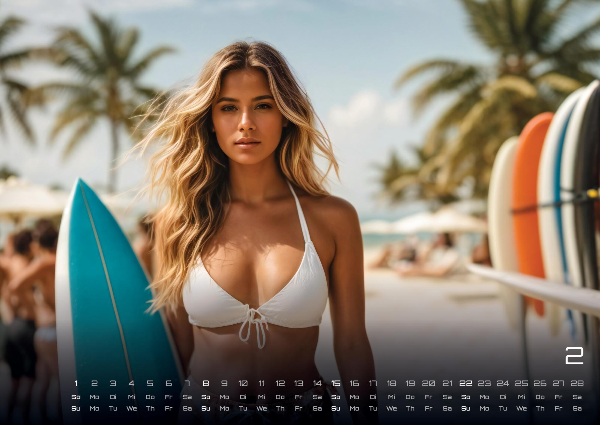 Beispielinhalt (Bild) BIKINI GIRLS - Sexy Babes - 2026 - Kalender DIN A2