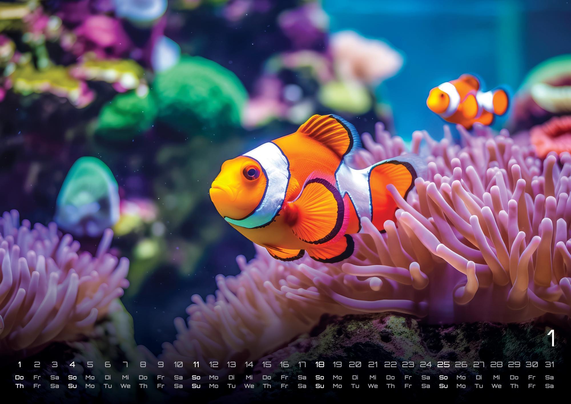 Beispielinhalt (Bild) Sealife - verborgene Tiefen - 2026 - Kalender DIN A2