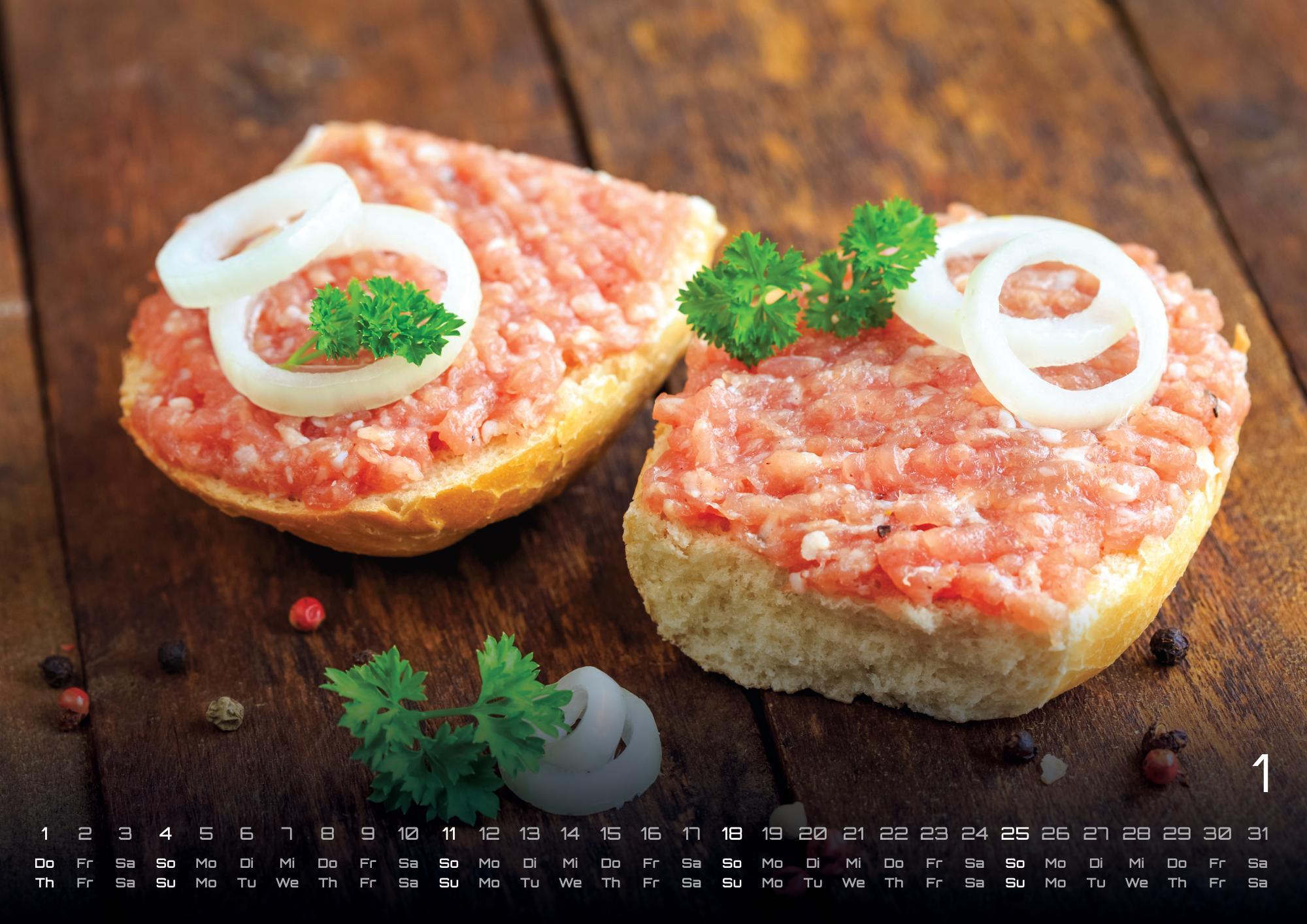 Beispielinhalt (Bild) Mettkalender - Alles wird aus Hack gemacht - 2026 - Kalender DIN A3