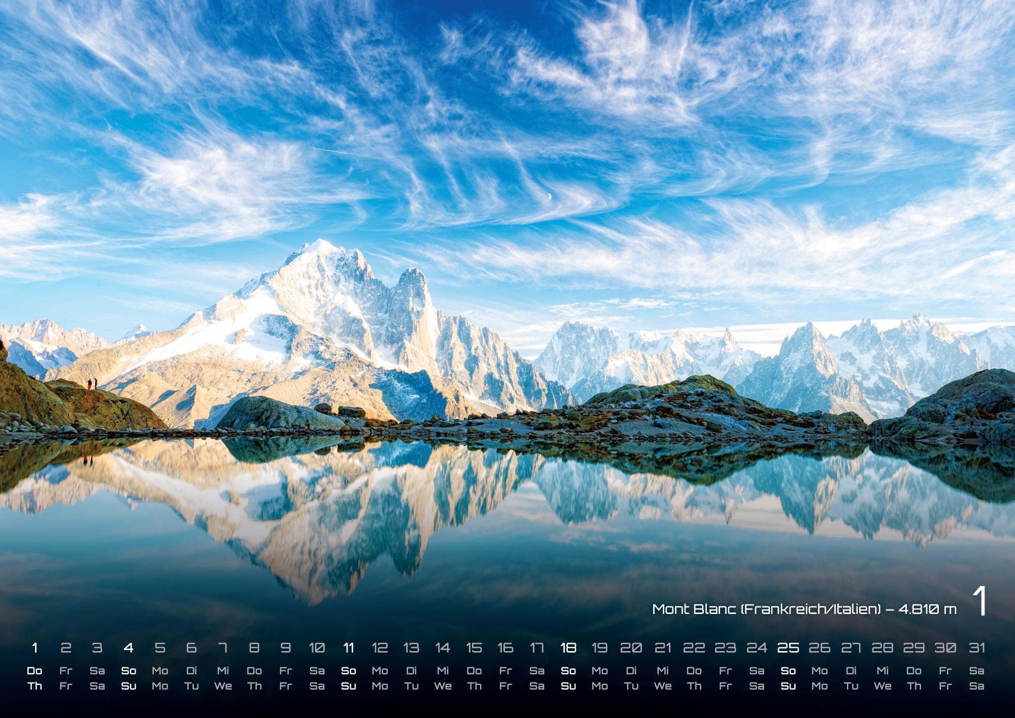 Beispielinhalt (Bild) Die Alpen - dem Himmel so nah - 2026 - Kalender DIN A3