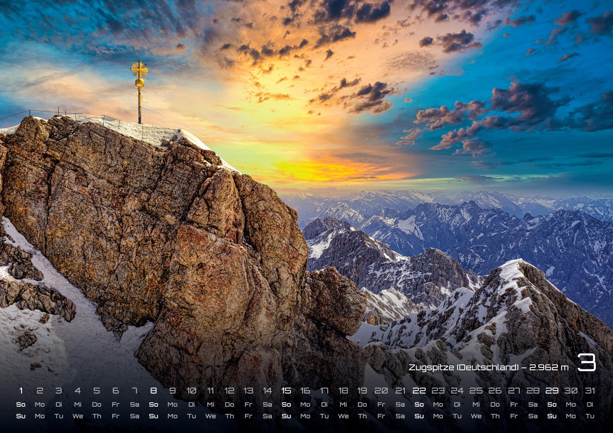 Beispielinhalt (Bild) Die Alpen - dem Himmel so nah - 2026 - Kalender DIN A3