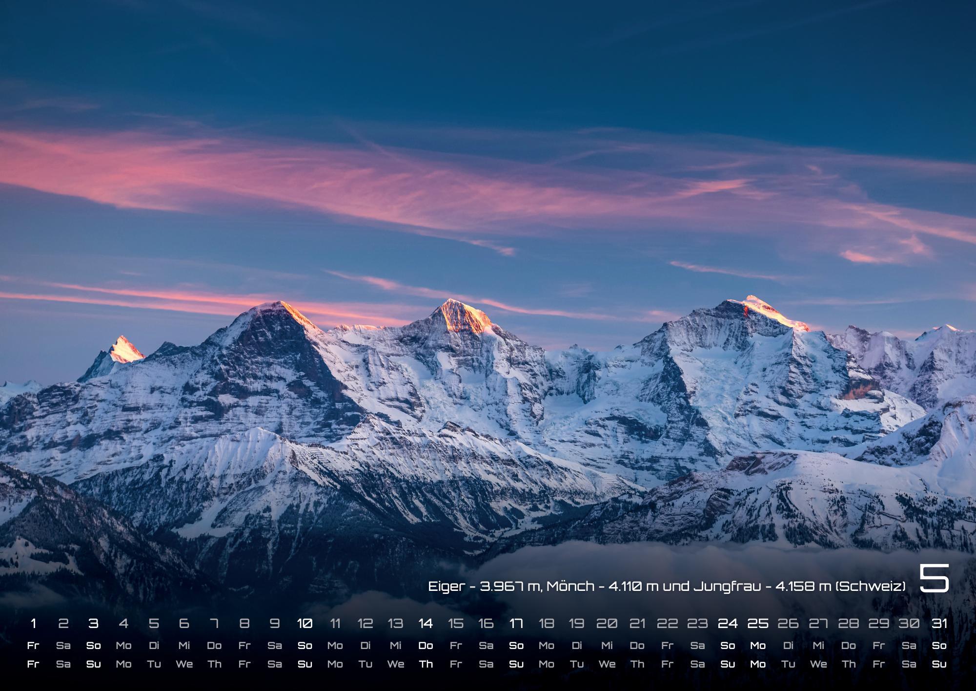 Beispielinhalt (Bild) Die Alpen - dem Himmel so nah - 2026 - Kalender DIN A3