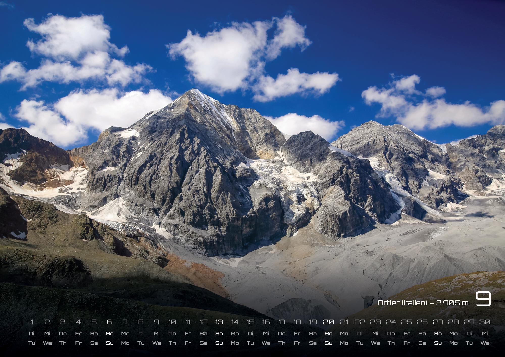 Beispielinhalt (Bild) Die Alpen - dem Himmel so nah - 2026 - Kalender DIN A3