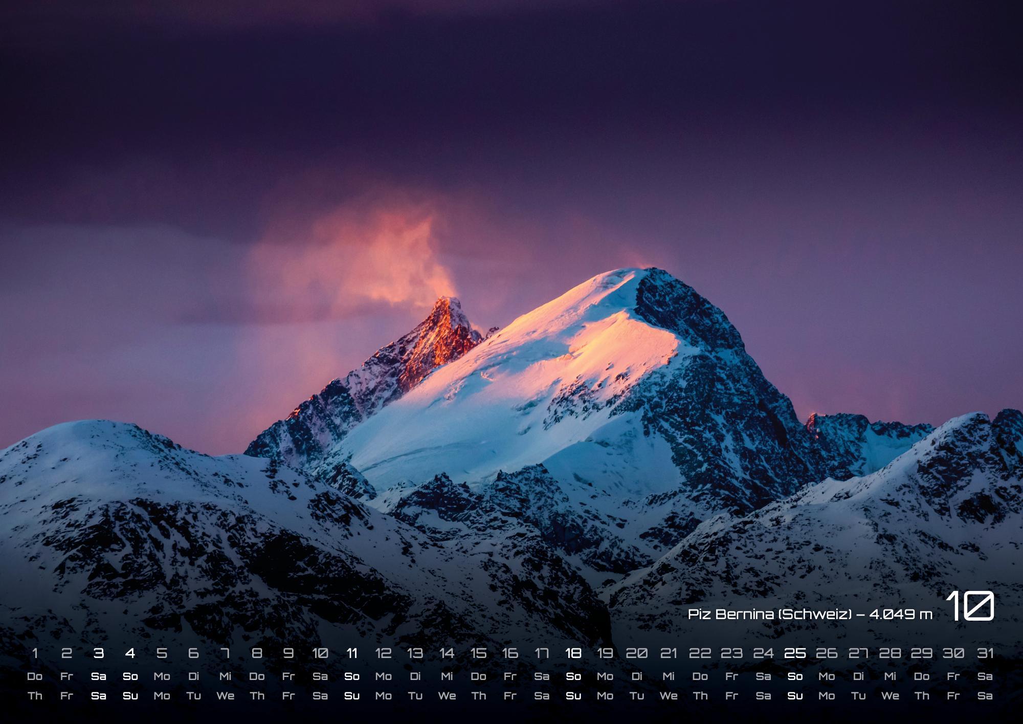 Beispielinhalt (Bild) Die Alpen - dem Himmel so nah - 2026 - Kalender DIN A2