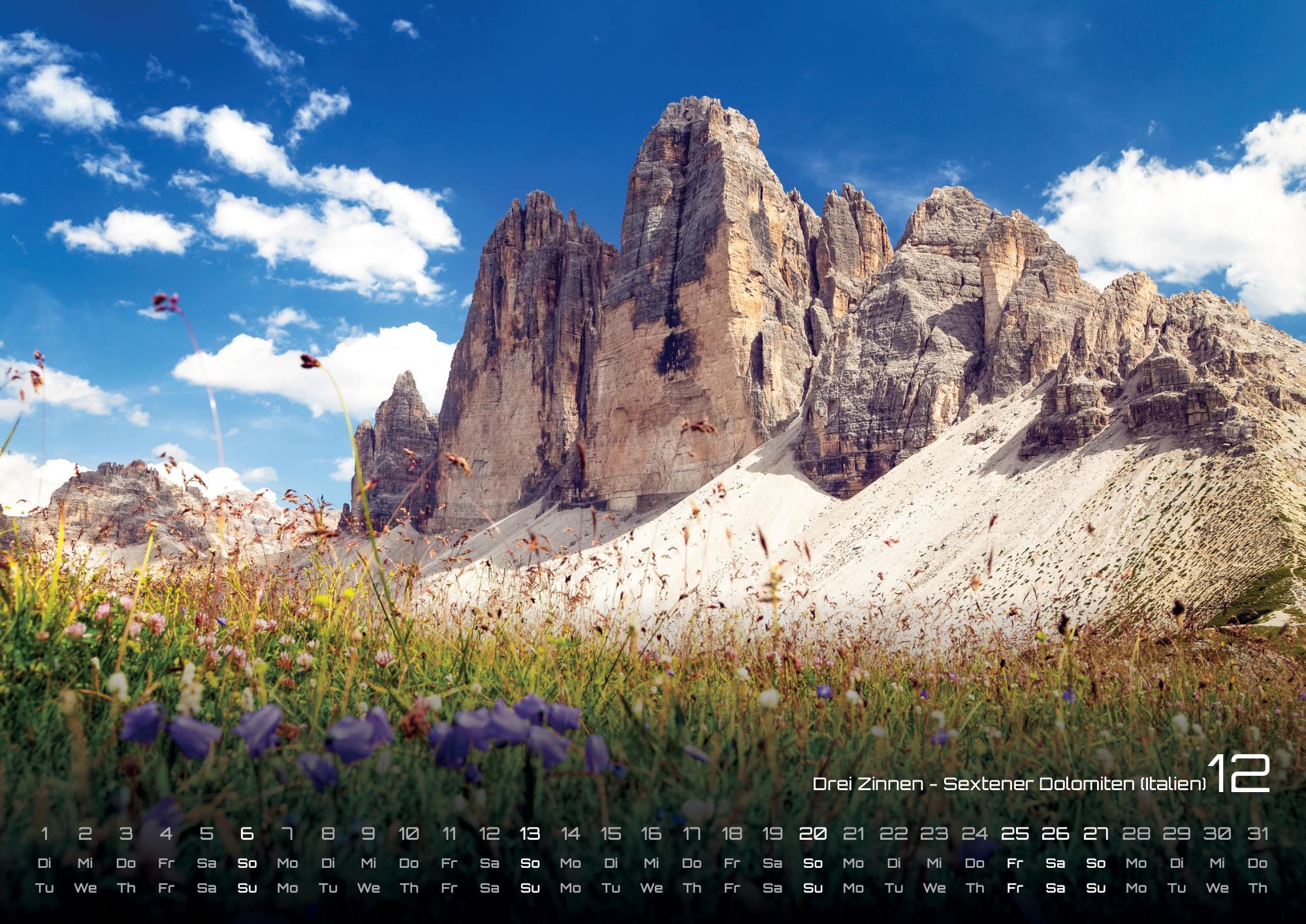 Beispielinhalt (Bild) Die Alpen - dem Himmel so nah - 2026 - Kalender DIN A2