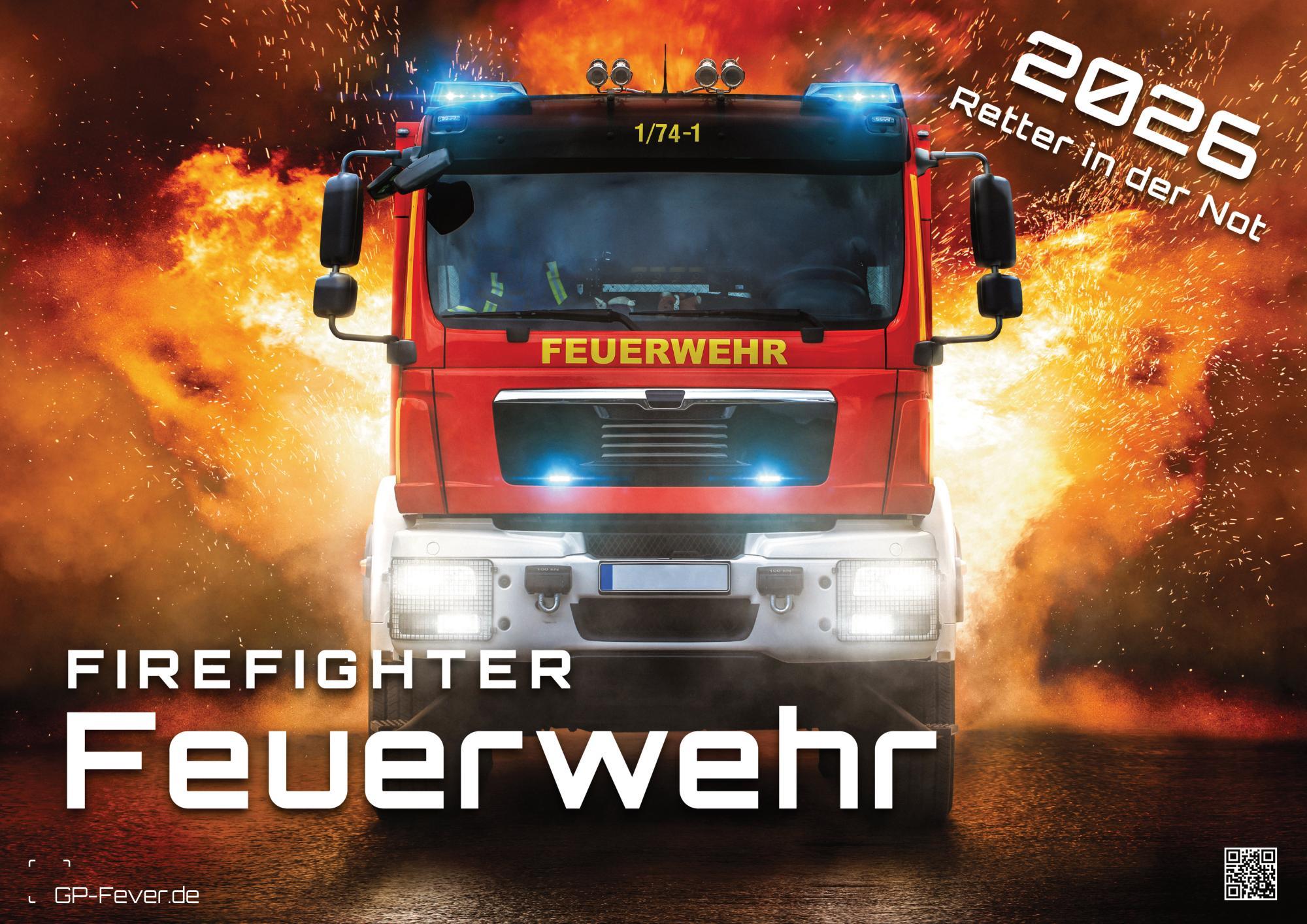 Vorderes Coverbild FIREFIGHTER - Retter in der Not - Feuerwehr - 2026 - Kalender DIN A2