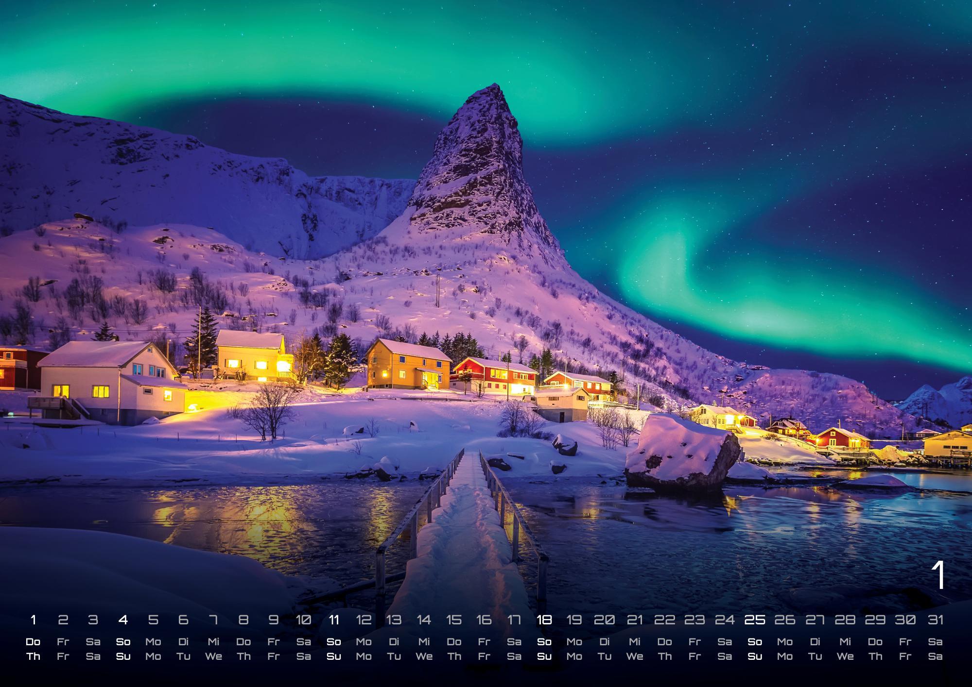 Beispielinhalt (Bild) Polarlichter - grandiose Naturschauspiele - 2026 - Kalender DIN A2