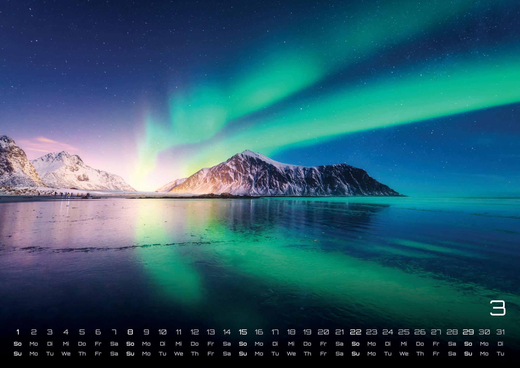 Beispielinhalt (Bild) Polarlichter - grandiose Naturschauspiele - 2026 - Kalender DIN A3