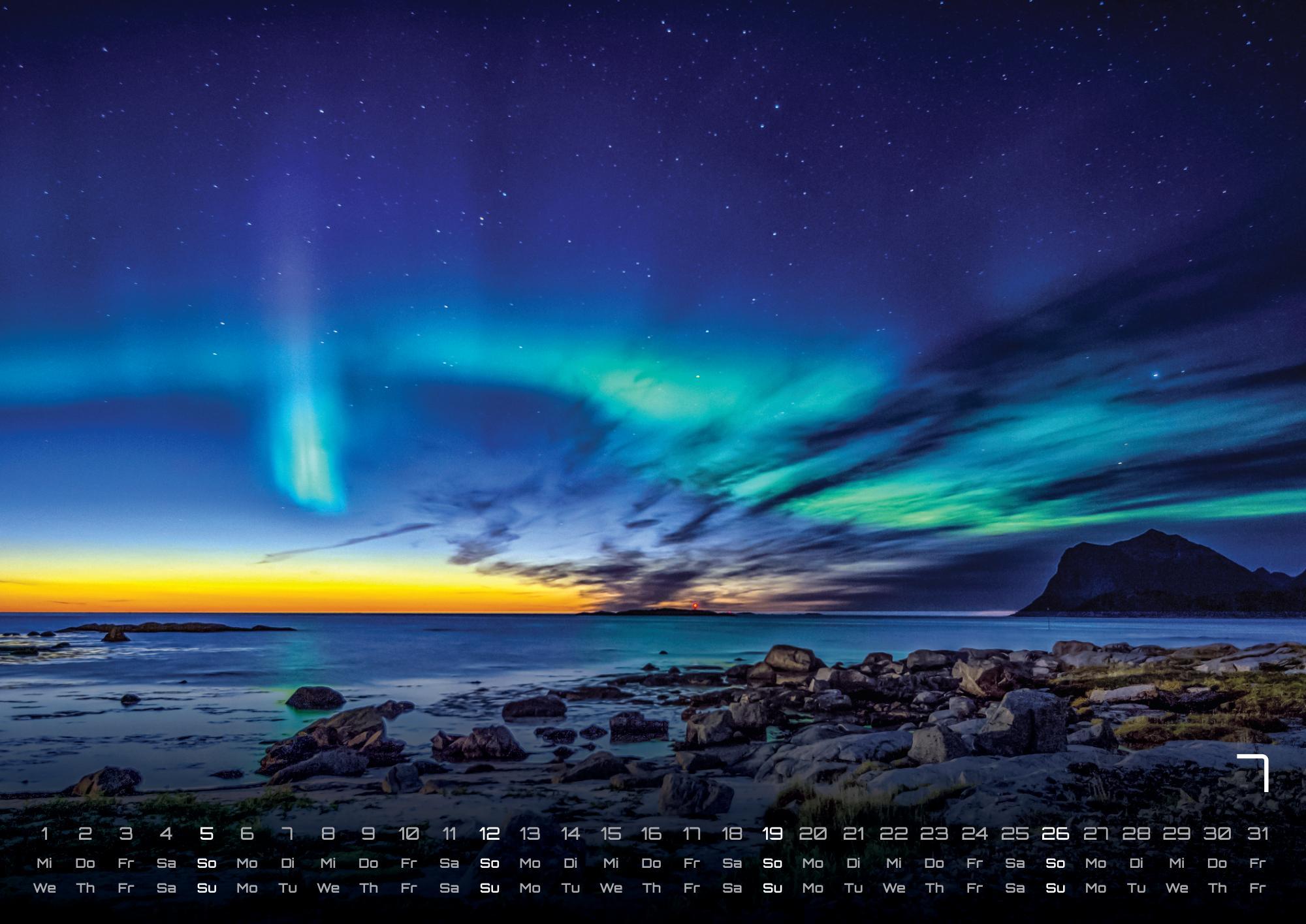 Beispielinhalt (Bild) Polarlichter - grandiose Naturschauspiele - 2026 - Kalender DIN A3