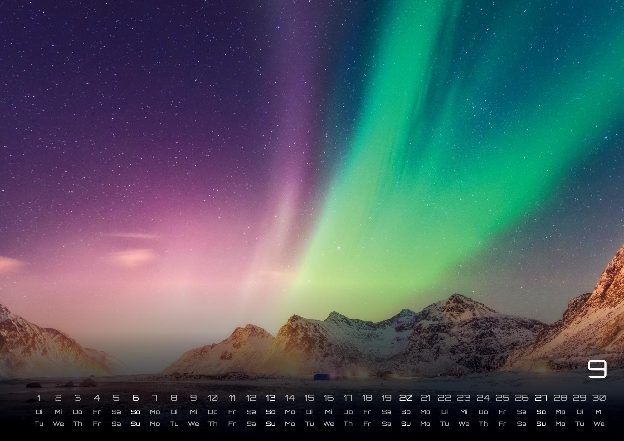 Beispielinhalt (Bild) Polarlichter - grandiose Naturschauspiele - 2026 - Kalender DIN A3
