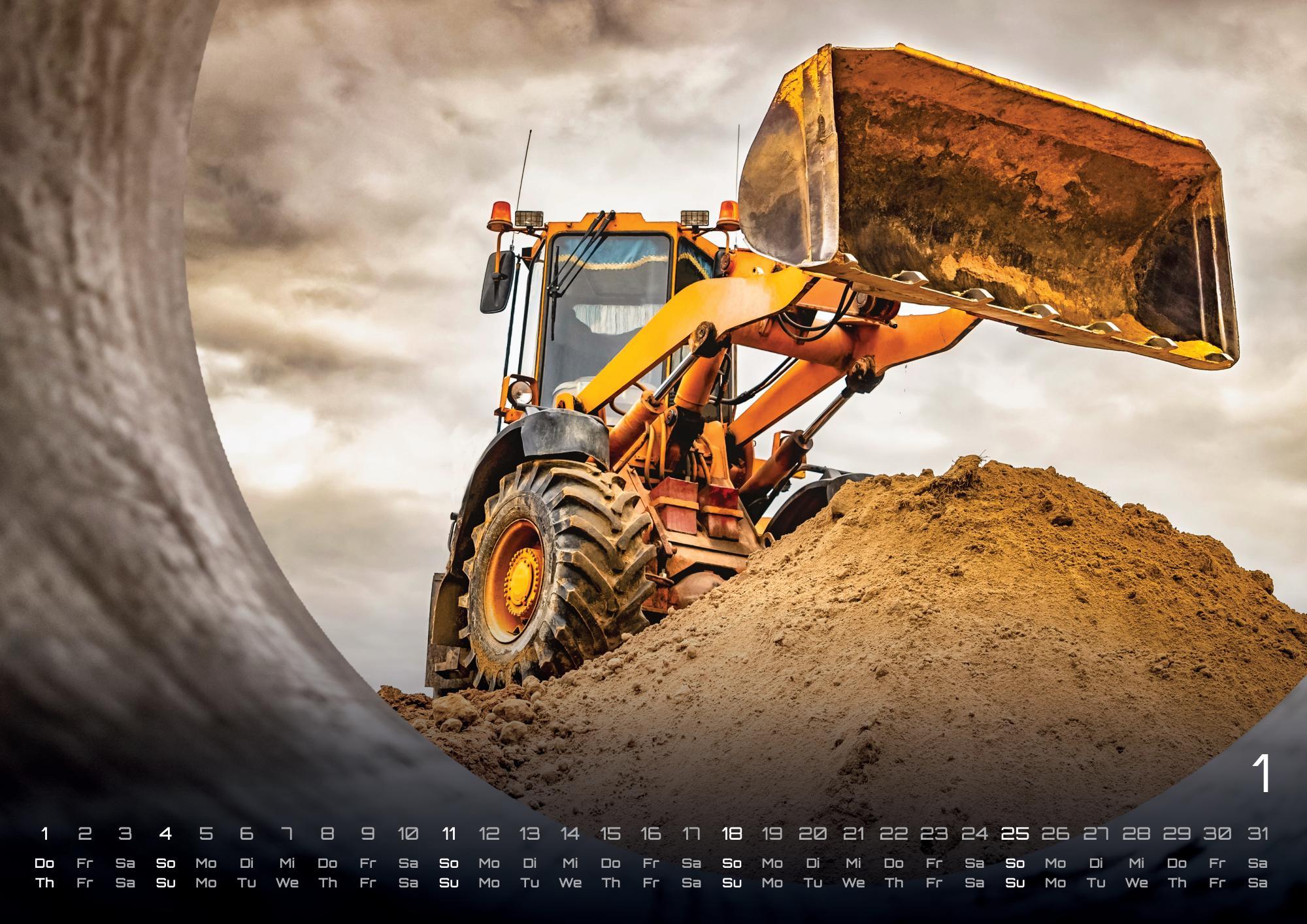 Beispielinhalt (Bild) Baumaschinen - gigantische Bauhelfer - 2026 - Kalender DIN A2