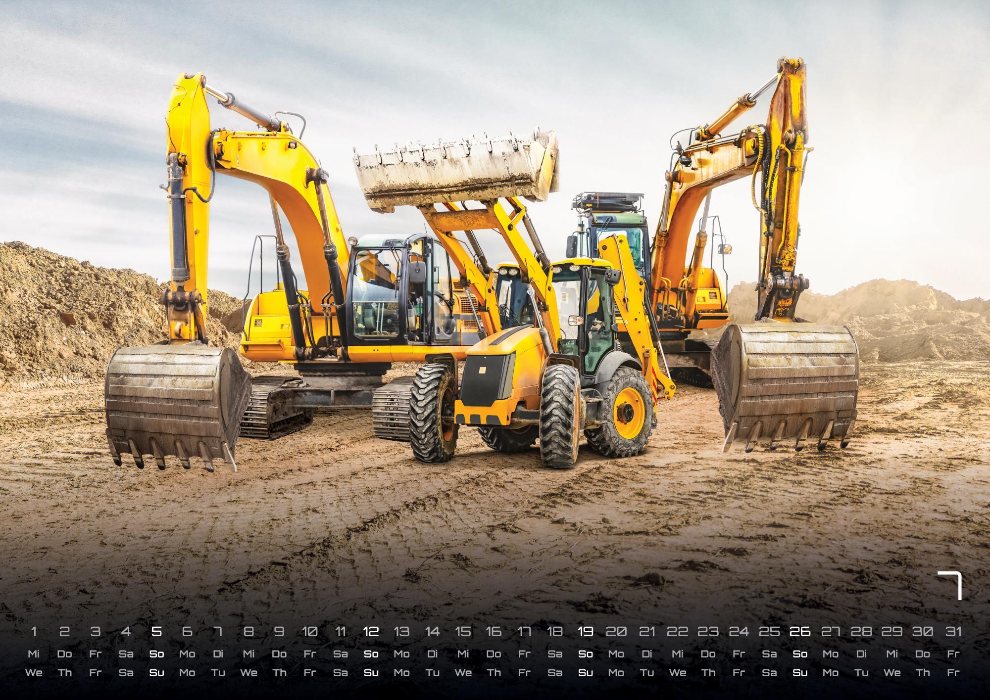 Beispielinhalt (Bild) Baumaschinen - gigantische Bauhelfer - 2026 - Kalender DIN A2
