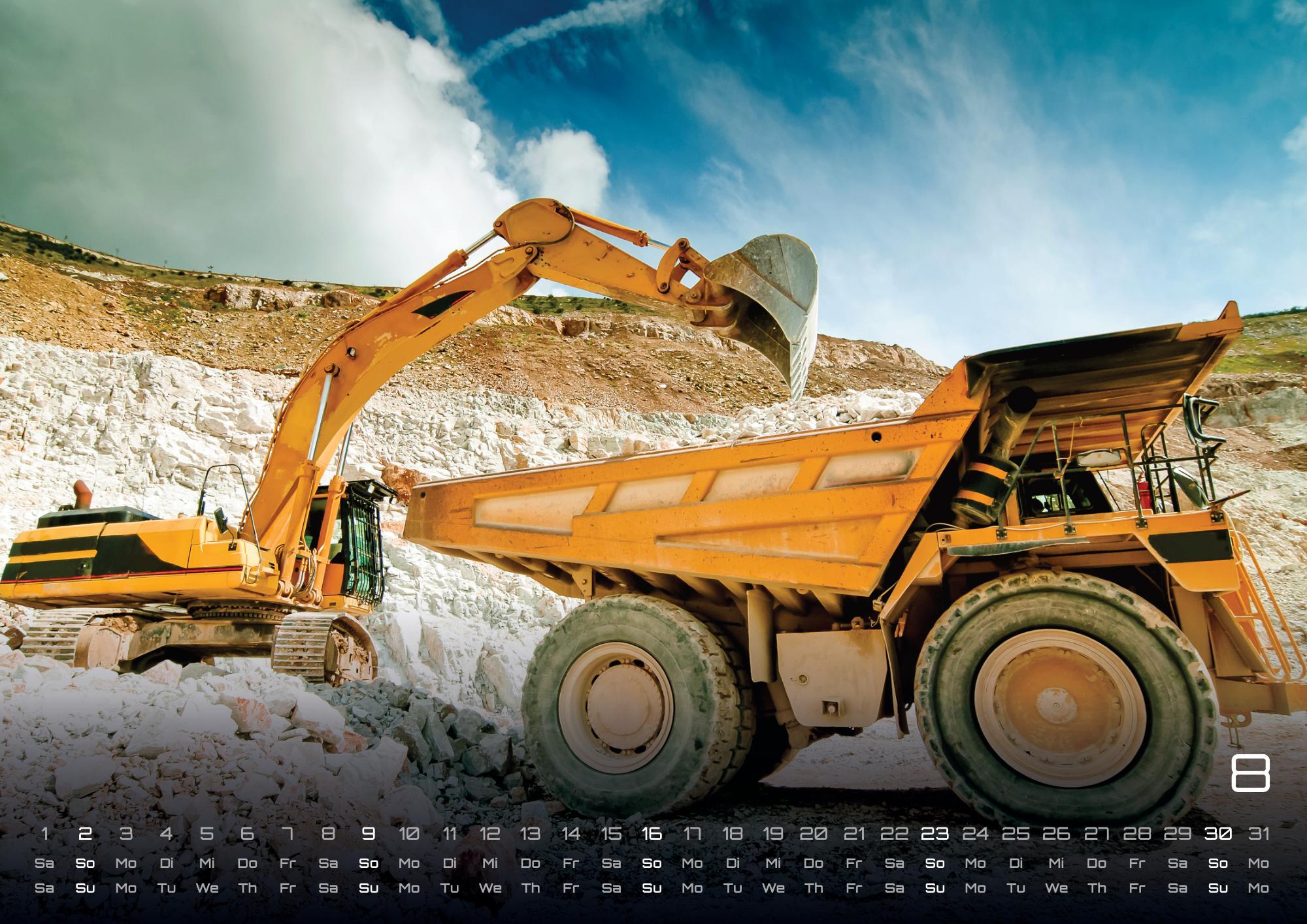 Beispielinhalt (Bild) Baumaschinen - gigantische Bauhelfer - 2026 - Kalender DIN A2